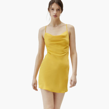 YELLOW  COWL NECK BODYCON DRESS (MINI)