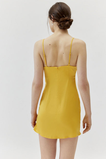 YELLOW  COWL NECK BODYCON DRESS (MINI)